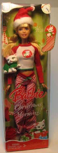 Сӡ Сӡͷ Barbie Christmas Morning Holiday Doll 2008 with Santa Hat,...