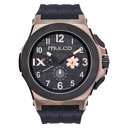 マルコ 腕時計 メンズ Mulco Blacksteel Swiss Multifunction Movement Men’s Watch | Premium Analog Display with Black Accents | Black Silicone Watch Band | Water Resistant Stainless Steel (Black/Rosegold)マルコ 腕時計 メンズ マルコ 腕時計 メンズ Mulco Blacksteel Swiss Multifunction Movement Men’s Watch | Premium Analog Display with Black Accents | Black Silicone Watch Band | Water Resistant Stainless Steel (Black/Rosegold)マルコ 腕時計 メンズ