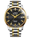 rv I Y LO6107E LOREO Mens Automatic Sapphire Glass Gold and Silver Stainless Steel Date Black Water Resistant Watchesrv I Y LO6107E