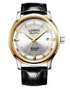 rv I Y LO6107A LOREO Mens Automatic Sapphire Glass Gold Stainless Steel Mens Leather Date Water Resistant Watchesrv I Y LO6107A