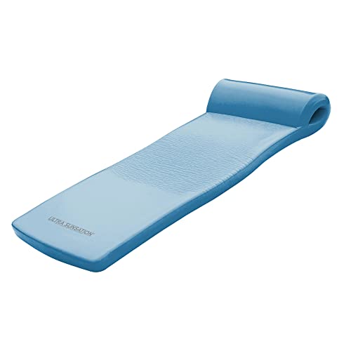 フロート プール 水遊び 浮き輪 8021528 TRC Recreation Ultra Sunsation 2.5" Thick Vinyl Coated Foam Pool Lounger Swim Float Mat with Roll Pillow for Head and Neck Support, Marina Blueフロート プール 水遊び 浮き輪 8021528