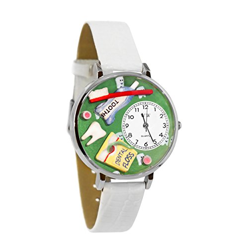 気まぐれな腕時計 かわいい プレゼント クリスマス ユニセックス 【送料無料】Dental Assistant White Leather and Silvertone Watch #WG-U0620032気まぐれな腕時計 かわいい プレゼント クリスマス ユニセックス