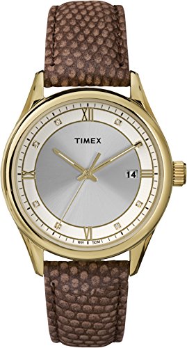 腕時計 タイメックス レディース T2P557 Timex Women\'s Callie Gold Case Roman Numerals Brown Leather Quartz Watch T2P557腕時計 タイメックス レディース T2P557