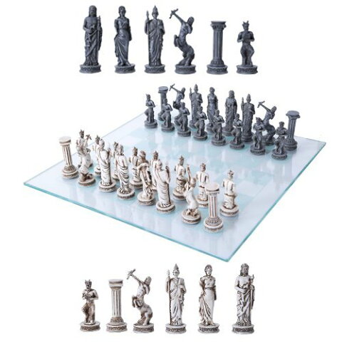 ボードゲーム 英語 アメリカ 海外ゲーム Ebros Greek Mythology Chess Set Olympian Gods And Demigods Zeus Hera Olympus Army Resin Chess Pieces With Glass Board Setボードゲーム 英語 アメリカ 海外ゲーム