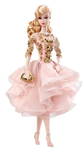 【即納】バービー人形 Barbie ブラッシュ＆ゴールド カクテルドレス DWF55 ファッションモデルコレクション シルクストーン ゴールドラベル バービー