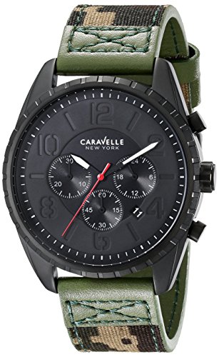 腕時計 ブローバ メンズ 45B123 Caravelle New York Men 039 s 45B123 Black Ion-Plated Stainless Steel Watch with Camo Canvas Band腕時計 ブローバ メンズ 45B123