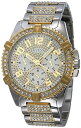 rv QX GUESS Y U0799G4 GUESS Stainless Steel + Gold-Tone Crystal Embellished Bracelet Watch with Day, Date + 24 Hour Military/Int'l Time. Color: Silver + Gold-Tone (Model: U0799G4)rv QX GUESS Y U0799G4