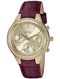 【当店1年保証】ブローバCaravelleNewYorkWomen'sQuartzStainlessSteelandLeatherCasualWatch,Color:Purple(Mode