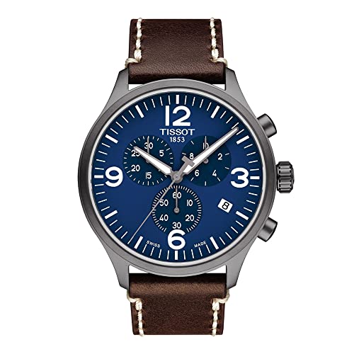 腕時計 ティソ メンズ Tissot mens Tissot Chrono XL 316L stainless steel case with grey PVD coating Quartz Watch, Brown, Leather, 22 (T1166173604700)腕時計 ティソ メンズ