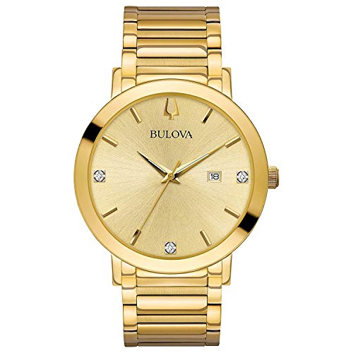 楽天angelica腕時計 ブローバ メンズ 97D115 Bulova Men's Modern Gold Tone Stainless Steel 3-Hand Calendar Date Quartz Watch, Black Dial with Diamonds Style: 97D115腕時計 ブローバ メンズ 97D115