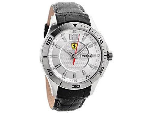 腕時計 フェラーリ メンズ 0830092 Scuderia Ferrari 0830092 Mens Scuderia Silver and Black Leather Watch腕時計 フェラーリ メンズ 0830092