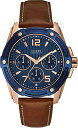 rv QX GUESS Y GUESS W0600G3,Men's Multifunction,Blue Dial,Rose Gold-Tone Case,Leather Strap,Iconic Blue,50m WRrv QX GUESS Y