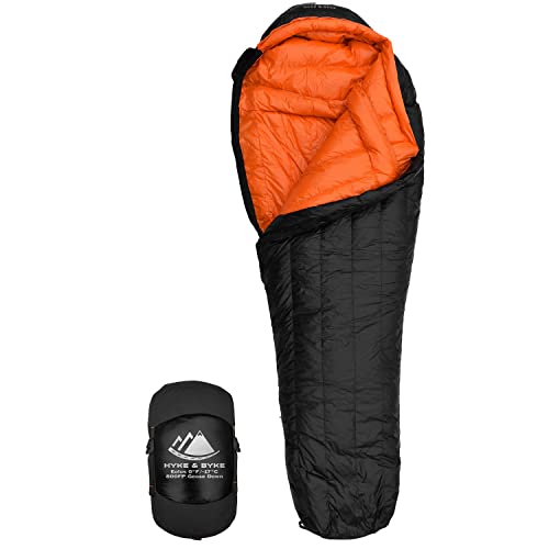 AEghA Lv X[sOobO AJ Hyke & Byke Eolus 0F Cold Weather Mummy Hiking & Backpacking Sleeping Bag - Goose Down 800 FP 4 Season Sleeping Bags for Adults - Ultralight with CompreAEghA Lv X[sOobO AJ