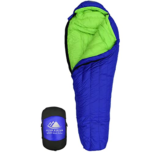 アウトドア キャンプ スリーピングバッグ アメリカ Hyke Byke Eolus 15 F Hiking Backpacking Sleeping Bag - 3 Season, 800FP Goose Down Sleeping Bag - Ultralight - Blue/Lime Green - 87in - Longアウトドア キャンプ スリーピングバッグ アメリカ