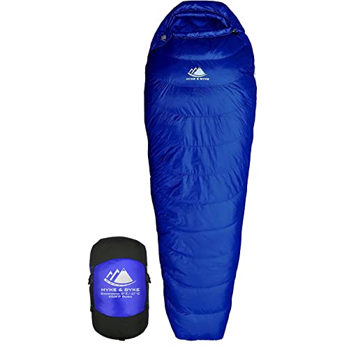 ȥɥ  ꡼ԥ󥰥Хå ꥫ Hyke & Byke Snowmass 0F Cold Weather Mummy Hiking & Backpacking Sleeping Bag - Duck Down 650 FP 4 Season Sleeping Bags for Adults - Ultralight with Compȥɥ  ꡼ԥ󥰥Хå ꥫ