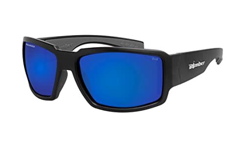ボディボード マリンスポーツ BOMBER Blue Mirror Polarized Safety Glasses-Sunglasses for Men, Matte Black Frame, ANSI z87 Compliant, 100 UV Protection, Non-Slip Foam Lining for Comfort fitment style: Menボディボード マリンスポーツ