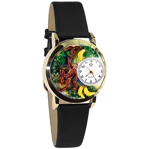 楽天angelica腕時計 気まぐれなかわいい プレゼント クリスマス ユニセックス C0150007 Whimsical Gifts Monkey 3D Watch | Gold Finish Small | Unique Fun Novelty | Handmade in USA | Black Leather Wat腕時計 気まぐれなかわいい プレゼント クリスマス ユニセックス C0150007