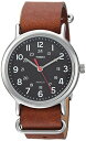 腕時計 タイメックス レディース TW2R63100 Timex Unisex Weekender 38mm Watch ? Silver-Tone Case Black Dial with Brown Leather Slip-Thru Strap腕時計 タイメックス レディース TW2R63100