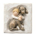 Willow Tree Hug Plaque わけへだてない愛 Susan Lordi スーザン・ローディ 男の子が子犬を抱いている 幅9.6x奥行2x高さ10...