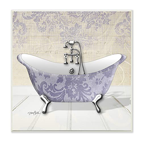 壁飾り インテリア タペストリー 壁掛けオブジェ 海外デザイン wrp-921 The Stupell Home Decor Collection Purple Damask Claw Foot Tub Bathroom Wall Plaque壁飾り インテリア タペストリー…