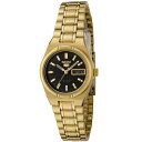 腕時計 セイコー レディース SYM602 Seiko Women's SYM602 5 Automatic Black Dial Gold-Tone Stainless Steel Watch腕時計 セイコー レディース SYM602