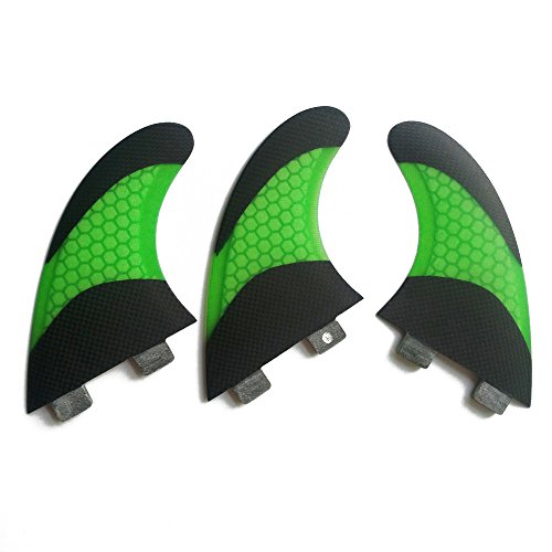サーフィン フィン マリンスポーツ UPSURF Tri Double Tabs Fins M-Size Carbon Honeycomb Fiberglass Fin Colour Surfboard 3 fins (Green)サーフィン フィン マリンスポーツ