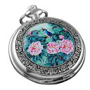 rv X`[pN steampunk Y v WP127 VIGOROSO Quartz Beautiful Peony Bird Enamel Painting Steampunk Silver Pocket Watches in Boxrv X`[pN steampunk Y v WP127