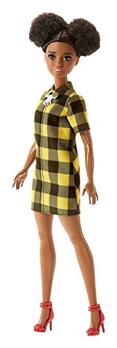 バービー バービー Barbie ファッショニスタ 80 襟付きの黄色と黒のチェックワンピース 人形 ドール