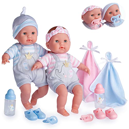 ジェーシートイズ 赤ちゃん おままごと ベビー人形 30050 Berenguer Boutique 30050 TWINS- 15” Soft Body Baby Dolls - 12 Piece Gift Set with Open/Close Eyes- Perfect for Children 2+ジェーシートイズ 赤ちゃん おままごと ベビー人形 30050 1