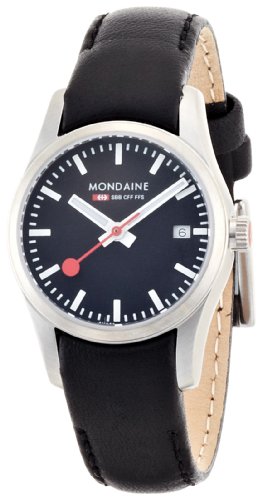 モンディーン 腕時計 モンディーン 北欧 スイス レディース A629.30341.14SBB Mondaine SBB Elegant Wrist Watch (A629.30341.14SBB) Swiss Made, Black Leather Strap, Stainless Steel Case, Night Glow Effect腕時計 モンディーン 北欧 スイス レディース A629.30341.14SBB