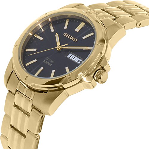 【当店1年保証】セイコーMens Watch Seiko SNE100 Gold Tone Stainless Steel Solar Quartz Link Bracelet Bl 【当店1年保証】セイコーMens Watch Seiko SNE100 Gold Tone Stainless Steel Solar Quartz Link Bracelet Bl