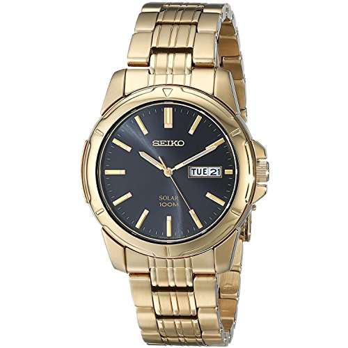 【当店1年保証】セイコーMens Watch Seiko SNE100 Gold Tone Stainless Steel Solar Quartz Link Bracelet Bl 【当店1年保証】セイコーMens Watch Seiko SNE100 Gold Tone Stainless Steel Solar Quartz Link Bracelet Bl