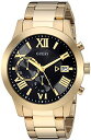 rv QX GUESS Y U0668G8 GUESS Gold-Tone Stainless Steel + Black Chronogaph Bracelet Watch with Date. Color: Gold-Tone/Black (Model: U0668G8)rv QX GUESS Y U0668G8