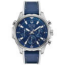 楽天angelica腕時計 ブローバ メンズ Bulova Men's Marine Star Series B Stainless Steel 6-Hand Chronograph Quartz Watch with Blue Leather and White Silicone Lining Strap, Blue Dial, 43mm Style: 96B287腕時計 ブローバ メンズ