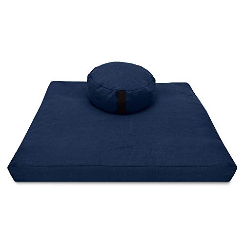 ヨガ フィットネス Bean Products Zafu and Zabuton Meditation Cushion Set - Made in The USA. Our Blueberry Hemp Round-Shaped Meditation Pillow is Filled for Comfort and Designed with a Zipper Cover for Easy Cleaning.ヨガ フィットネス