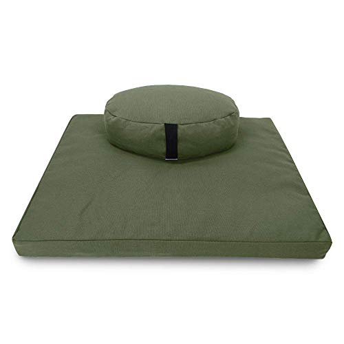 ヨガ フィットネス Bean Products Zafu and Zabuton Meditation Cushion Set - Made in The USA. Our Cactus Hemp Oval-Shaped Fabric Meditation Pillow is Filled for Comfort and Designed with a Zipper Cover for Easy Cleaning.ヨガ フィットネス