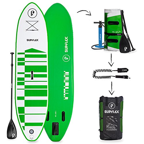 スタンドアップパドルボード マリンスポーツ サップボード SUPボード Supflex Paddle Boards All-Around 10" Inflatable SUP Package (6" Thick) - Board, Pump, Paddle, Bag & Leash (Green)スタンドアップパドルボード マリンスポーツ サップボード SUPボード