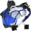シュノーケリング マリンスポーツ Promate 275680 Snorkeling Scuba Dive Mask Fins Snorkel Set, Blu...