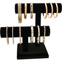 アクセサリスタンド ジュエリー TB-J0095BLK-AA FindingKing 2 Tier Black Velvet T-Bar Bracelet Wa...