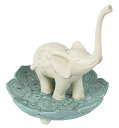 ANZTX^h WG[ 464005 Grasslands Road 464005 Resin Good Luck Elephant Jewelry Ring Holder, White/Teal, Medium, 3.5