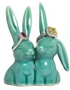 ANZTX^h WG[ BM7261 Beth Marie Luxury Boutique Bunny Rabbit Ring Holder, Beautiful Teal Ceramic Engagement & Wedding Ring HolderANZTX^h WG[ BM7261