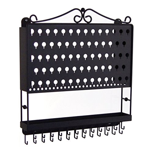 アクセサリスタンド ジュエリー MPEA-BLK 【送料無料】Wall Mount Jewelry Organizer Stud Dangle Post Earring Holder Organizer Bracelet Display Necklace Storage Closet Rack Tray, Womens, AAA Blackアクセサリスタンド ジュエリー MPEA-BLK