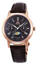 rv IGg fB[X ORIENT 'Sun & Moon' Brown Dial Roman Indices Rose Gold Case Leather Lady Quartz KA0002Yrv IGg fB[X