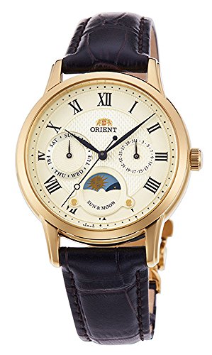 腕時計 オリエント レディース ORIENT 'Sun & Moon' Roman Indices Gold Lady Leather Quartz KA0003S腕時計 オリエント レディース