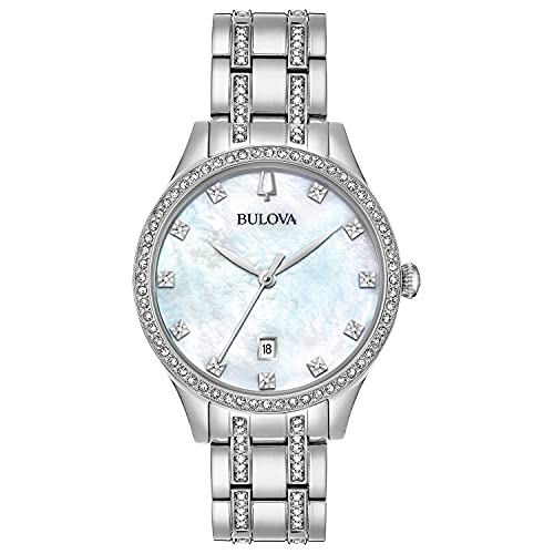 楽天angelica腕時計 ブローバ レディース Bulova Ladies' Classic Crystal Stainless Steel 3-Hand Quartz Watch, White Mother-of-Pearl Dial Style: 96M144腕時計 ブローバ レディース