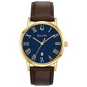 腕時計 ブローバ メンズ Bulova Men's Classic 3-Hand Calendar Date Quartz Leather Strap Watc...