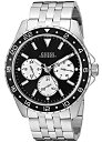 ゲス 腕時計 ゲス GUESS メンズ GUESS Stainless Steel + Black Bracelet Watch with Day, Date + 24 Hour Military/Int'l Time. Color: Silver-Tone (Model: U1107G1)腕時計 ゲス GUESS メンズ