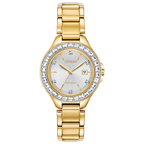 腕時計 シチズン 逆輸入 海外モデル 海外限定 Citizen Women's Eco-Drive Dress Classic Crystal Watch in Gold-tone Stainless Steel, Silver Dial (Model: FE1192-58A)腕時計 シチズン 逆輸入 海外モデル 海外限定