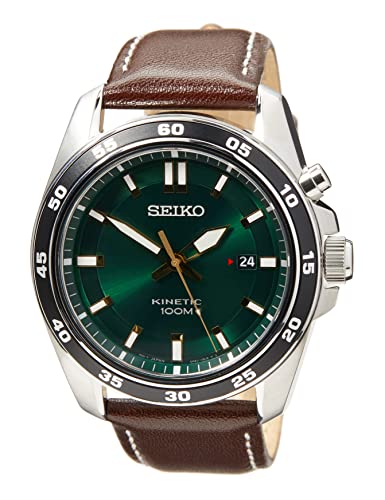 ӻ   Seiko Mens Analogue Kinetic Watch with Leather Strap SKA7...