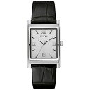 腕時計 ブローバ メンズ 96B107 Bulova Men's Stainless Steel 3-Hand Calendar Date Quartz Watch with Black Leather Strap, Rectangle Dial Style: 96B107腕時計 ブローバ メンズ 96B107